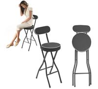 YESTAIM Urban Living Lot de 2 tabourets pliants et portables rembourrés - Tabouret de bar - Structure en acier robuste - Tabouret de cuisine - Noir