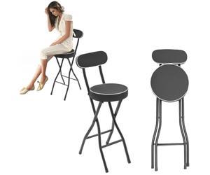 YESTAIM Urban Living Lot de 2 tabourets pliants et portables rembourrés - Tabouret de bar - Structure en acier robuste - Tabouret de cuisine - Noir