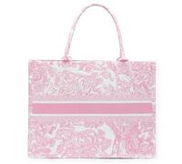 Yestree Sac fourre-tout de luxe à la mode en coton lin sac à main grande capacité jacquard rétro exquis, Rose
