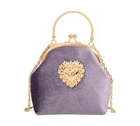Yestree Women's Evening Bag in Velour, Chic Clutches and Clutches with Chain Shoulder Strap Vintage 1920s Bag for Wedding Ceremony Party (Purple)