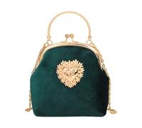 Yestree Women's Evening Bag in Velour, Chic Clutches and Clutches with Chain Shoulder Strap Vintage 1920s Bag for Wedding Ceremony Party (Green)