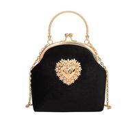 Yestree Women's Evening Bag in Velour, Chic Clutches and Clutches with Chain Shoulder Strap Vintage 1920s Bag for Wedding Ceremony Party (Black)
