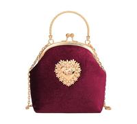 Yestree Women's Evening Bag in Velour, Chic Clutches and Clutches with Chain Shoulder Strap Vintage 1920s Bag for Wedding Ceremony Party (Burgundy)