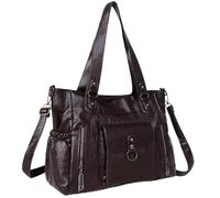Yestree Women's Large Capacity Handbag, Chic Waterproof Shopper Bag, Adjustable Shoulder Bag, Vintage Elegant Bag for Daily Travel Work (Coffee)