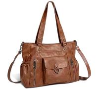 Yestree Women's Large Capacity Handbag, Chic Waterproof Shopper Bag, Adjustable Shoulder Bag, Vintage Elegant Bag for Daily Travel Work (Brown)