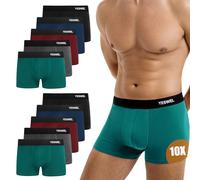 YESWEL Calecon Homme Lot de 10,Coton Boxer,sans Étiquette sous-Vêtement,Doux et Respirant,avec Ceinture Élastique (Mélange 01, XL)