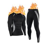 YESWEL Ensemble de sous-vêtements thermiques pour homme, caleçon long et haut à manches longues, couche de base de ski, pantalon doublé en polaire thermique à séchage rapide (M à XXL), Gris pastel, M