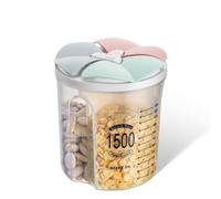 Yeswell Boîte de rangement hermétique pour aliments, 3 grilles scellées pour céréales avec couvercles, plastique transparent hermétique, plusieurs espaces distributeurs de céréales