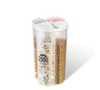 Yeswell Boîte de rangement hermétique pour aliments, 4 grilles scellées pour céréales avec couvercles, plastique transparent hermétique, plusieurs espaces distributeurs de céréales
