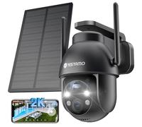 YESYAMO 2K Caméra de surveillance WiFi extérieure solaire avec batterie rechargeable, IP vidéosurveillance domestique motorisée PTZ 360 degrés 2,4 G Wi-Fi IP66 Détection PIR Vision nocturne Audio