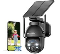 YESYAMO 2K Camera Surveillance WiFi Exterieure sans Fil Solaire, 2.4GHz Camera Exterieur Solaire avec Panneau Solaire, 360° PTZ, Vision Nocturne Couleur, Audio Bidirectionnel, PIR Sirène (Noir)
