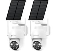 YESYAMO 2PCS 2K Camera Surveillance WiFi Exterieure sans Fil Solaire, 2.4GHz Camera Exterieur avec Panneau Solaire, 360° PTZ, Vision Nocturne Couleur, Audio Bidirectionnel (Blanc)