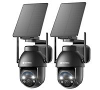 YESYAMO 2PCS 2K Camera Surveillance WiFi Exterieure sans Fil Solaire, 2.4GHz Camera Exterieur Solaire avec Panneau Solaire, 360° PTZ, Vision Nocturne Couleur, Audio Bidirectionnel