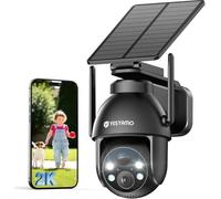 YESYAMO Caméra de surveillance solaire extérieure 2K 3MP 360° PTZ Batterie extérieure 2,4 GHz Caméra de surveillance sans fil avec détecteur de mouvement PIR, audio bidirectionnel, vision nocturne