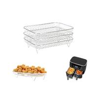 Yetaha Rack pour friteuse à air ninja Dual Basket, grille de déshydratation empilable, en acier inoxydable 304, accessoires pour friteuse à air Ninja AF300EU/ AF400EU (trois couches)