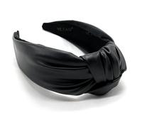 YETASI Bandeau en cuir noir de 6,3 cm d'épaisseur pour femme qui va avec tout, le bandeau noué pour femme est un bandeau tendance à nœud supérieur