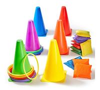 Yetech 3-in-1 Ensemble de Jeu de Lancer d'anneau Sport Party Spiele Set pour Intérieur en Plein Air Famille Jeu Jardin Jeu Sports Day Jeux Fournitures.