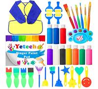 Yetech Éponges de Peinture pour Enfants, 36 Pcs DIY Kits,Incluent Brosses de Peinture ,Tablier,Cahier d'images,Sac de Rangement, Apprentissage Précoce Graffiti