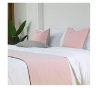 YETGFBH Chemin de Lit,Cadre de Lit Drap de lit d'hôtel Simple et Moderne, Couvre-lit léger en Coton et Lin uni de Luxe for séjour chez l'habitant(Pink,48 * 260cm)