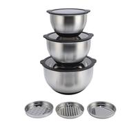 YETGFBH Saladier avec Couvercle,Bol de Cuisine Ensemble de 3 bols à mélanger avec couvercles, râpes et saladiers en acier inoxydable for la cuisine, pâtisserie le stockage des aliments