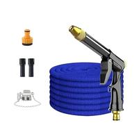 YETGFBH Tuyau Arrosage Extensible,Tuyau Arrosage Tuyau d'arrosage Flexible et Extensible de qualité, buse Haute Pression, Pistolet de Lavage, Tuyau de Lavage de Voiture(Blue no Foam Pot,25ft)