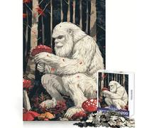 Yéti aux Champignons Puzzle 1000 pièces pour Adultes Améliore la mémoire Découpe Laser Idée Cadeau de Noël (50x75cm)