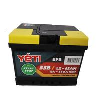 YETI - - Batterie voiture 12V Start & Stop 62Ah 580A - L2 EFB - (n°33B) - Réf. YETI33B-EFB