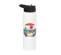 Yeti plage hamac boisson coucher de soleil tropical arbres Stainless Steel Insulated Water Bottle