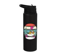 Yeti plage hamac boisson coucher de soleil tropical arbres Stainless Steel Insulated Water Bottle