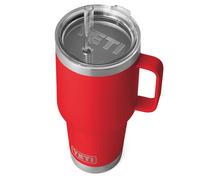 YETI Rambler Tasse à paille, en acier inoxydable avec couvercle hermétique et robuste, rouge Rescue Red, 1 l