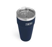 YETI Rambler Tasse à paille isotherme en acier inoxydable avec couvercle en paille Bleu marine 750 ml