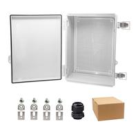 YETLEBOX Boîte électrique étanche IP67 en acier inoxydable avec loquet à charnière grise pour projet avec support mural 37,1 x 26,9 x 15 cm