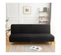 YETONADO Housse de canapé-lit sans accoudoirs, élastique, pas cher, lavable et amovible - Couleur unie - Noir, taille L 185 à 210 cm