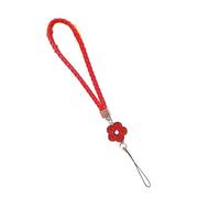 YETONADO Lanière universelle en cuir tissé pour téléphone portable, bracelet court et pendentif (rouge/rose)