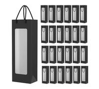 YETONADO Lot de 24 sacs cadeaux rectangulaires en papier pour bouteille de vin, Noir , 12.5x8.5x36cm