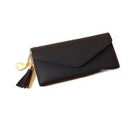 YETONADO Portefeuille tendance pour femme avec fermeture éclair - Noir blanc gris rouge - Longue section - En cuir synthétique souple, noir 1, Taille unique