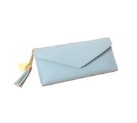 YETONADO Portefeuille tendance pour femme avec fermeture éclair - Noir blanc gris rouge - Longue section - En cuir synthétique souple, Bleu 1, Taille unique