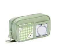 YETONADO Trousse à crayons Kawaii grande capacité avec 3 compartiments, ouverture double face, fournitures scolaires, Vert, Taille unique