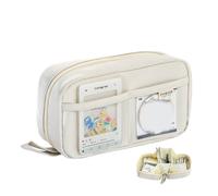 YETONADO Trousse à crayons Kawaii grande capacité avec 3 compartiments, ouverture double face, fournitures scolaires, beige, Taille unique