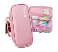 YETONADO Trousse d'école de grande capacité avec serrure à mot de passe - Couleur unie - Durable - Portable - Pour l'école, Couleur rose unie, Taille unique