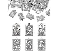 YETOOME Lot de 60 breloques de tarot tibétain, amulette rectangulaire, pendentifs vintage pour fabrication de bracelets, colliers, bijoux et travaux manuels