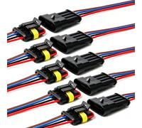 YETOR Lot de 5 connecteurs électriques étanches pour Voiture, Camion, Bateau et Autres connexions de Fil électrique avec Fil 16 AWG Marine 4pin MANTOU-107