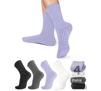 yeuG Chaussettes de pilates antidérapantes avec poignées pour femme, chaussettes antidérapantes pour yoga, ballet, entraînement pieds nus, chaussettes athlétiques antidérapantes, A02-noir/gris