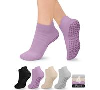 yeuG Chaussettes de pilates antidérapantes avec poignées pour femme, chaussettes antidérapantes pour yoga, ballet, entraînement pieds nus, chaussettes athlétiques antidérapantes,