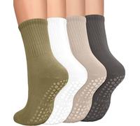 yeuG Chaussettes de Pilates Antidérapantes pour Femme - Yoga Souples et Froissées - pour Barre de Ballet et Entraînement Pieds Nus