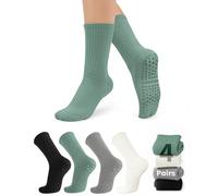 yeuG Chaussettes de pilates avec poignées pour femme - Chaussettes antidérapantes à volants - Chaussettes de yoga antidérapantes