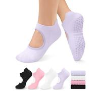 yeuG Chaussettes de Pilates pour femme, avec grips, ouvertures sur le dessus et semelles antidérapantes, idéales pour le yoga, le barre, le ballet et les exercices sans chaussures