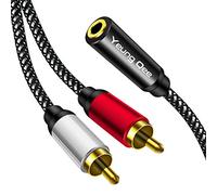 Yeung Qee Câble adaptateur Y audio stéréo femelle 3,5 mm vers 2RCA mâle compatible avec TV, smartphones, MP3, tablettes, haut-parleurs, home cinéma (3 m)