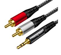 Yeung Qee Câble audio en nylon tressé 3,5 mm mâle vers 2 RCA mâles, adaptateur en Y stéréo AUX RCA compatible avec smartphones, MP3, tablettes, haut-parleurs, HDTV (4 m)