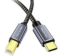 Yeung Qee Câble d'imprimante USB C vers USB B tressé haute vitesse USB de type C vers USB 2.0 de type B, compatible avec Brother, HP, Lexmark, Dell, Fax, Samsung, etc. (8 m)